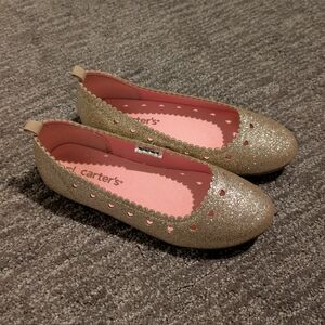 Carter's Gold Ellaria Sparkle Heart Cutout Ballet Flats - 1